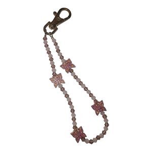 Urban Outfitters Beaded Clip Keychain Pink Butterfly Crystals